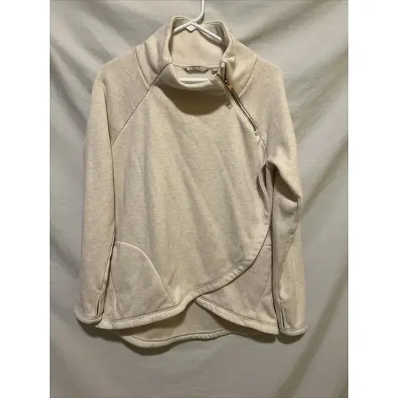 Athleta Cozy Karma Pullover Sweatshirt Oatmeal Heather Cream Women’s Medium - Picture 2 of 16